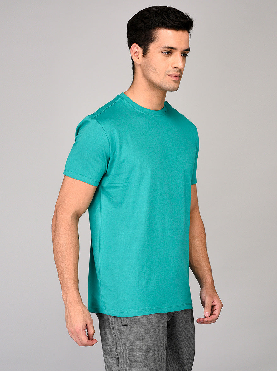 Green Slim Fit Round Neck T-shirt | JB Sport