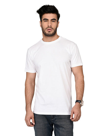 JB Sport White Slim Fit  Round Neck T-Shirt
