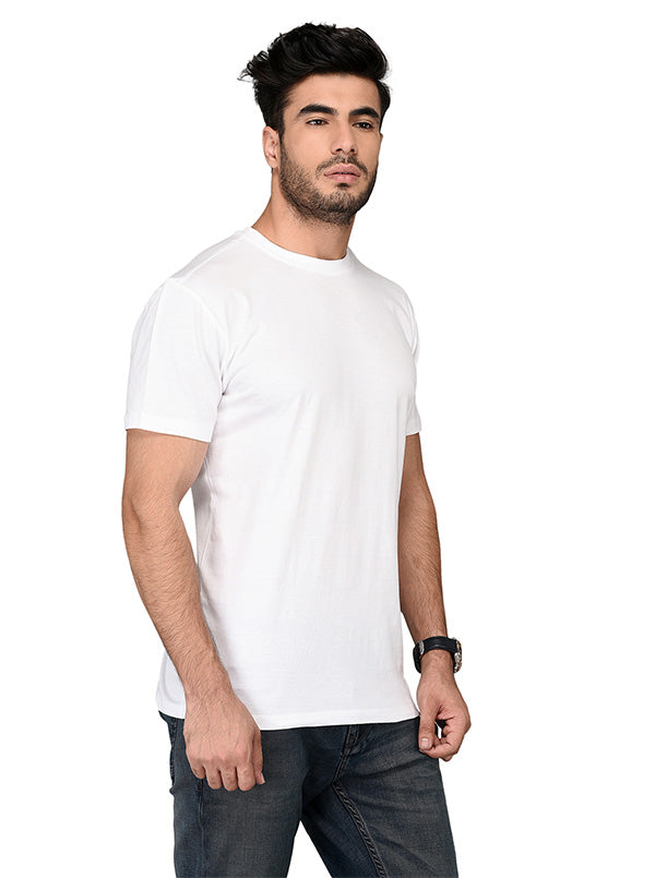 JB Sport White Slim Fit  Round Neck T-Shirt