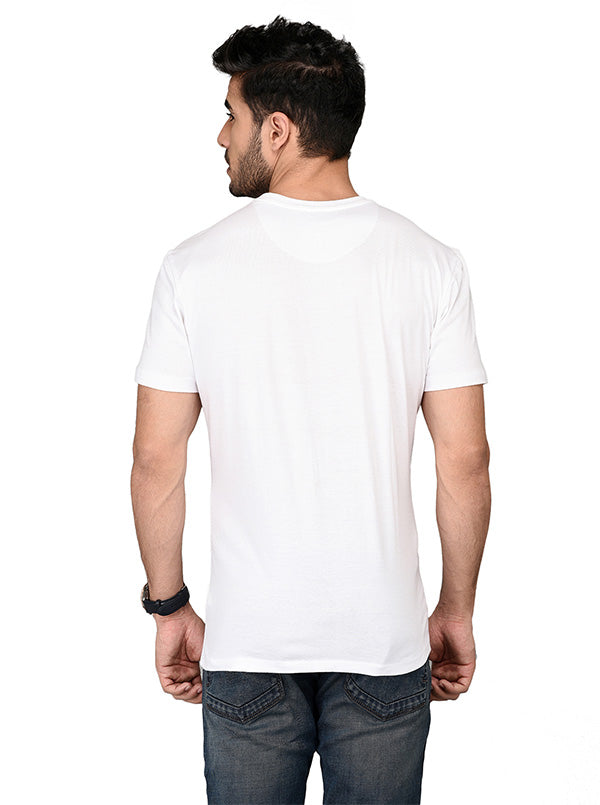 JB Sport White Slim Fit  Round Neck T-Shirt