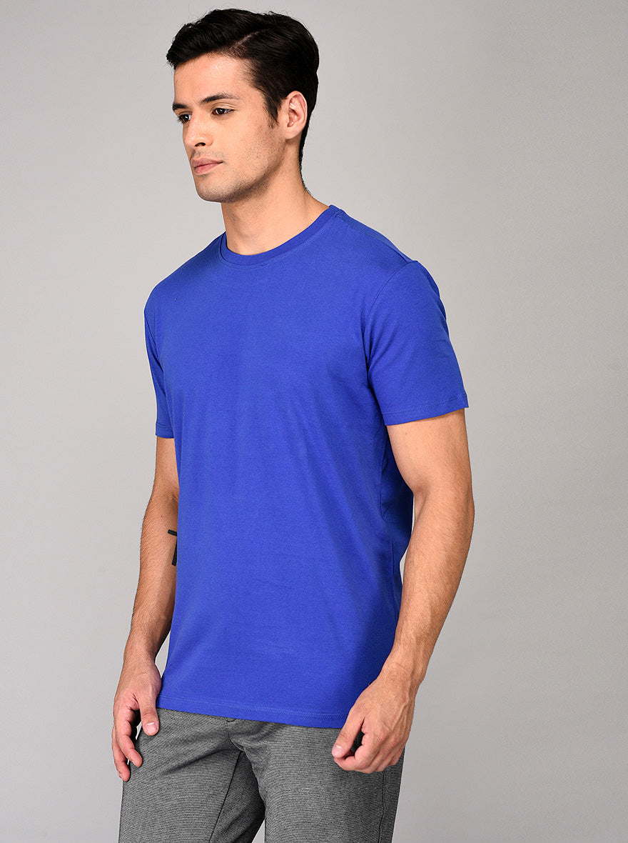 Blue Slim Fit Round Neck T-shirt | JB Sport