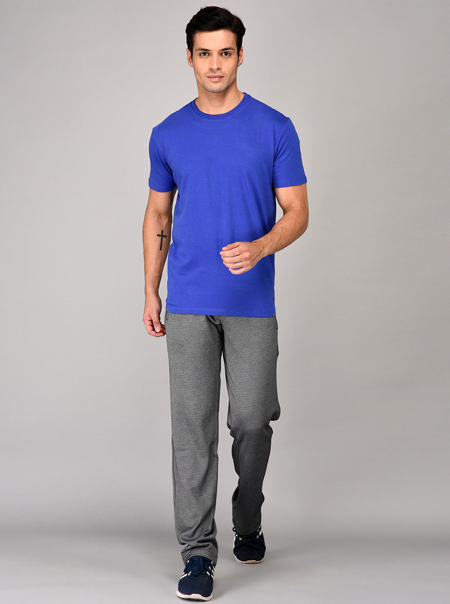 Blue Slim Fit Round Neck T-shirt | JB Sport