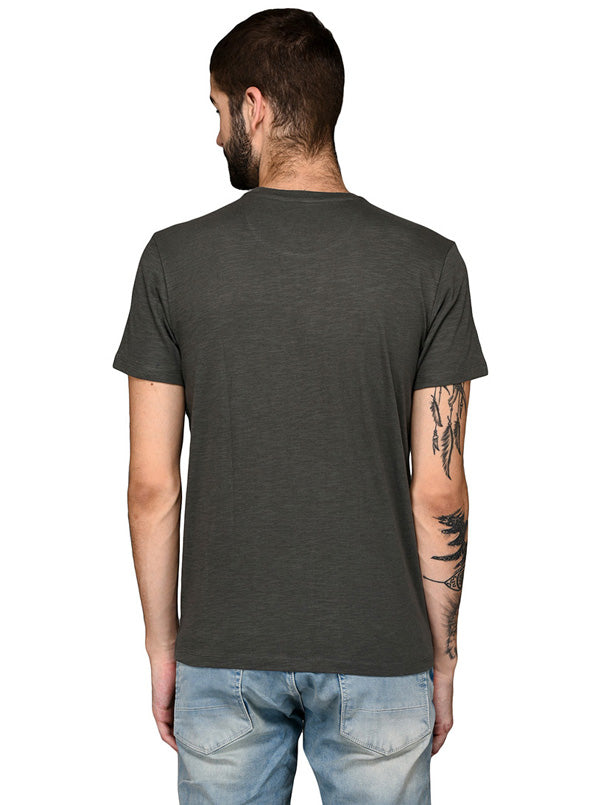 Dark Grey Printed Slim Fit Round Neck T-Shirt | JB Sport