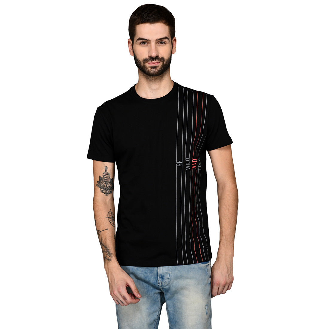 Black Slim Fit Round Neck T-Shirt | JB Sport