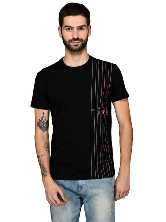 Black Slim Fit Round Neck T-Shirt | JB Sport