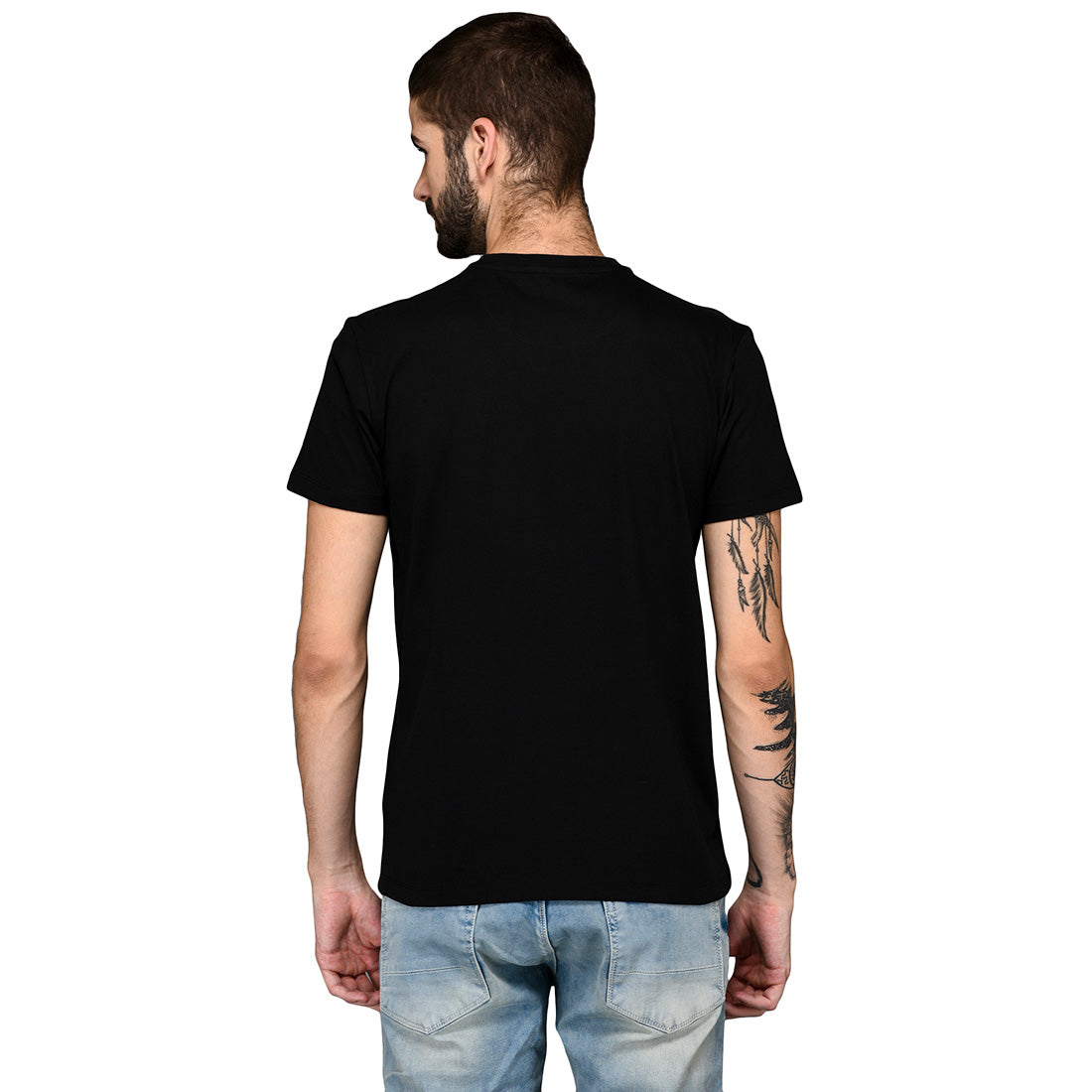 Black Slim Fit Round Neck T-Shirt | JB Sport