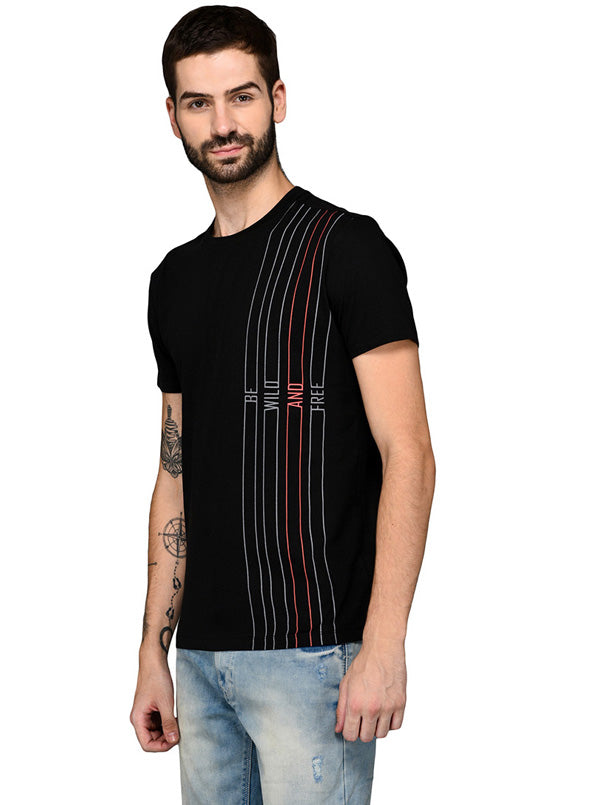 Black Slim Fit Round Neck T-Shirt | JB Sport