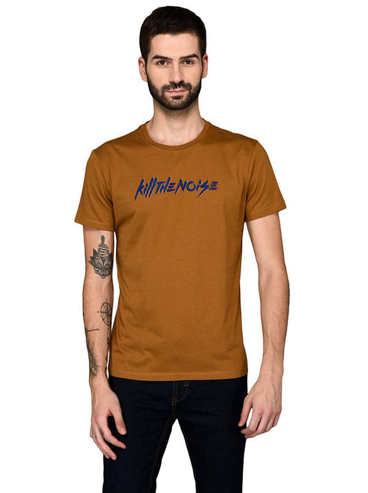 Brown Printed Slim Fit Round Neck T-Shirt | JB Sport