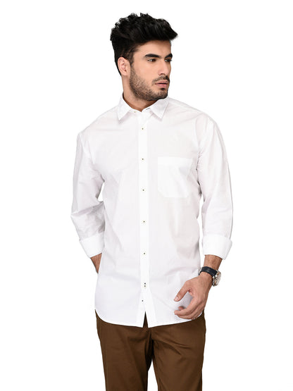 Greenfibre White Regular Fit Casual Shirt