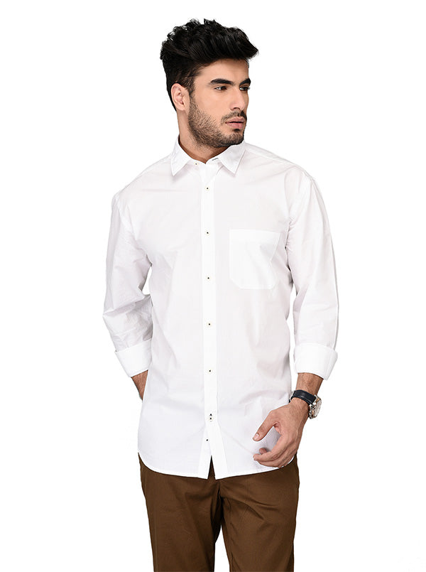Greenfibre White Regular Fit Casual Shirt