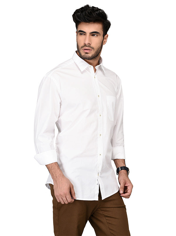 Greenfibre White Regular Fit Casual Shirt