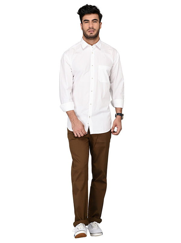 Greenfibre White Regular Fit Casual Shirt