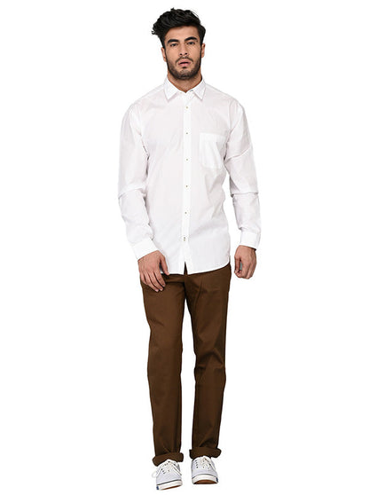 Greenfibre White Regular Fit Casual Shirt