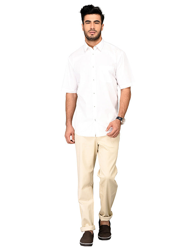 Greenfibre White Regular Fit Casual Shirt