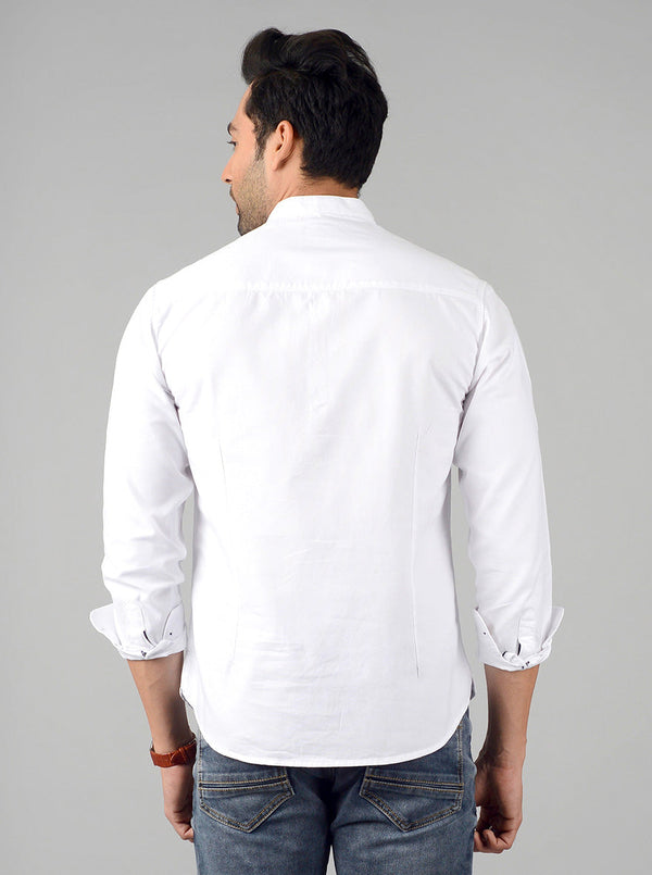 Bright White Solid Slim Fit Short Kurta | Greenfibre