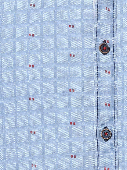 JB Sport Sky Blue Checked Slim Fit Casual Shirt