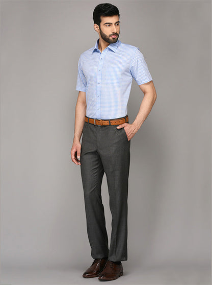 JadeBlue Sky Blue Checked Regular Fit Formal Shirt
