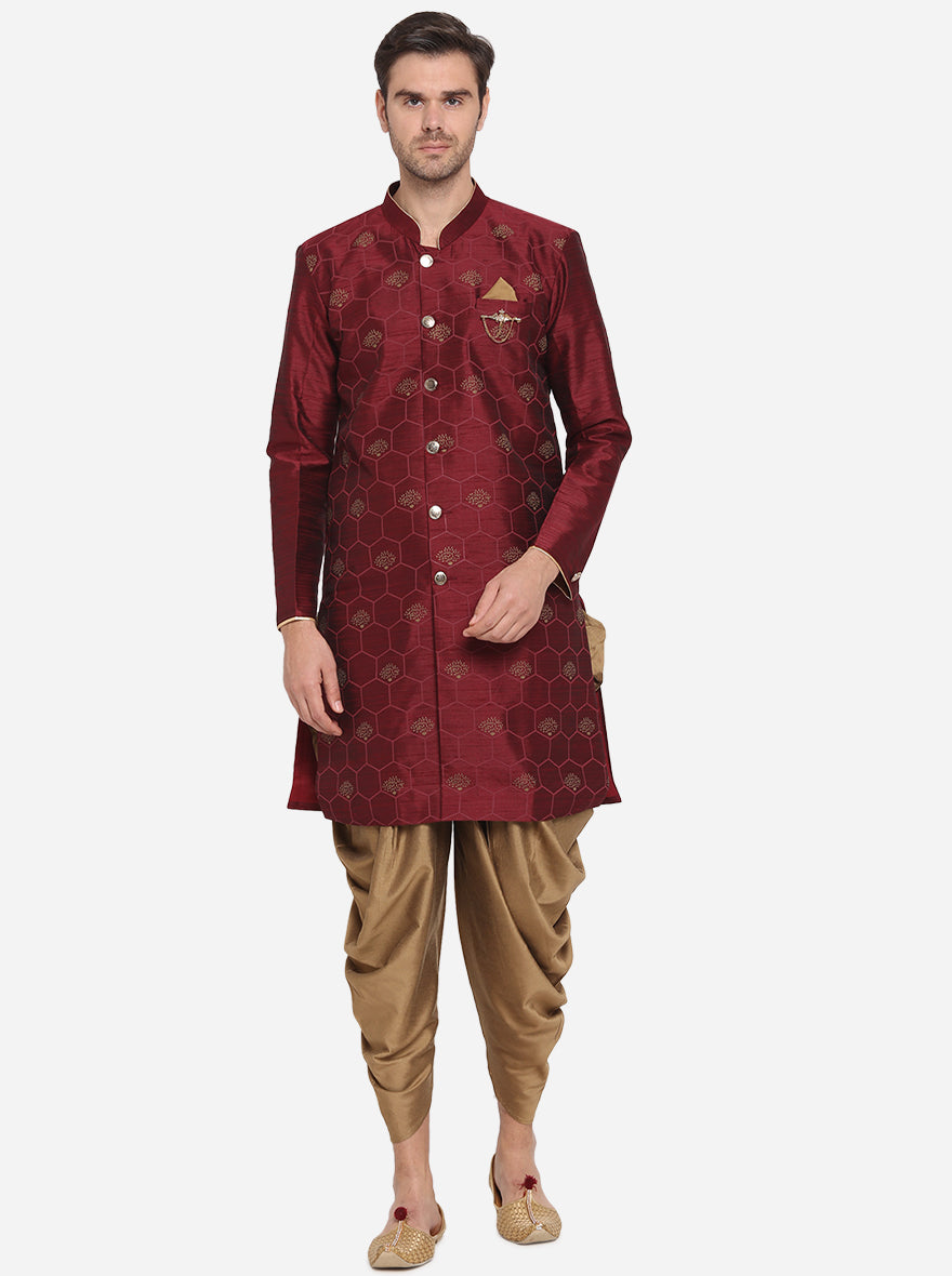 Maroon Semi Indowestern | Azania