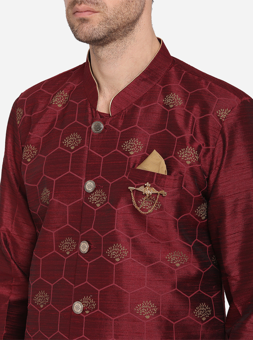 Maroon Semi Indowestern | Azania