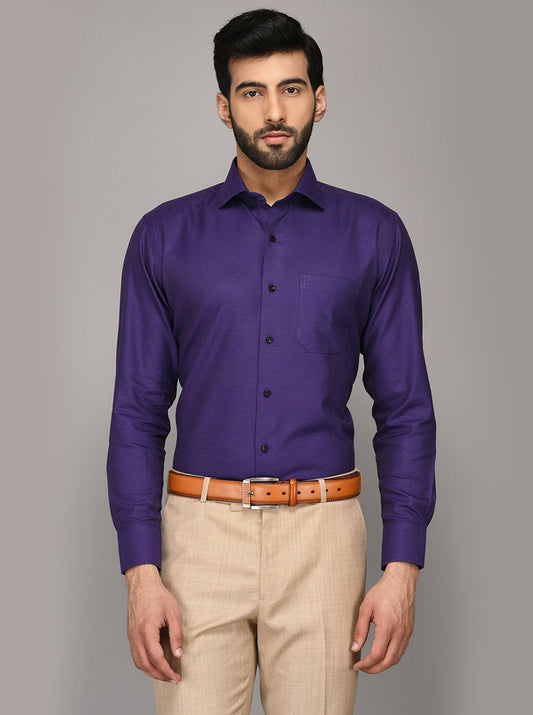 Metal Violet & Black Dobby Slim Fit Evening Wear Shirt