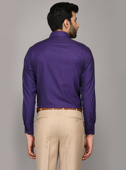 Metal Violet & Black Dobby Slim Fit Evening Wear Shirt