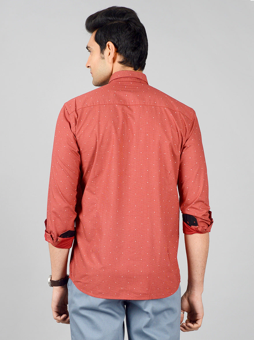 Marshmallow Red Printed Slim Fit Casual Shirt | Greenfibre