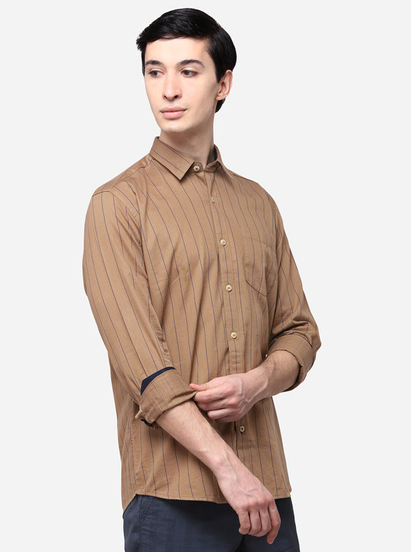 Grey Tailored Fit Striped Casual Shirt | JB Sport