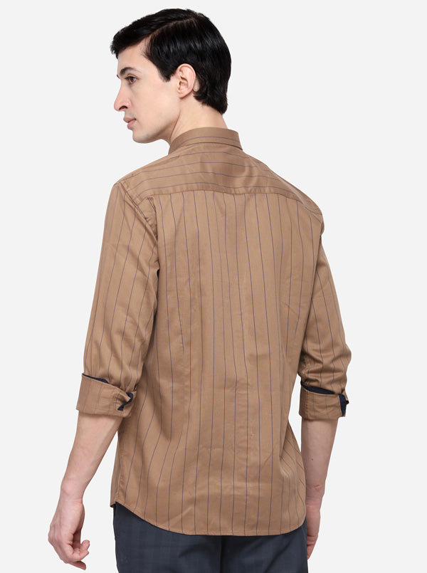 Grey Tailored Fit Striped Casual Shirt | JB Sport