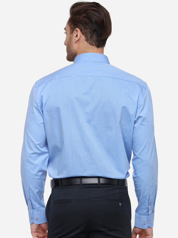 Sky Blue Solid Regular Fit Formal Shirt | Greenfibre