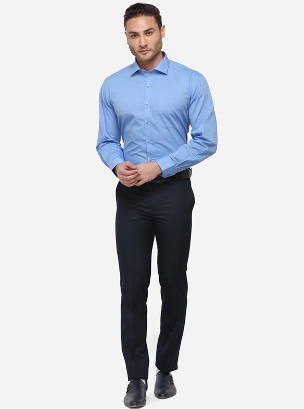 Sky Blue Solid Regular Fit Formal Shirt | Greenfibre