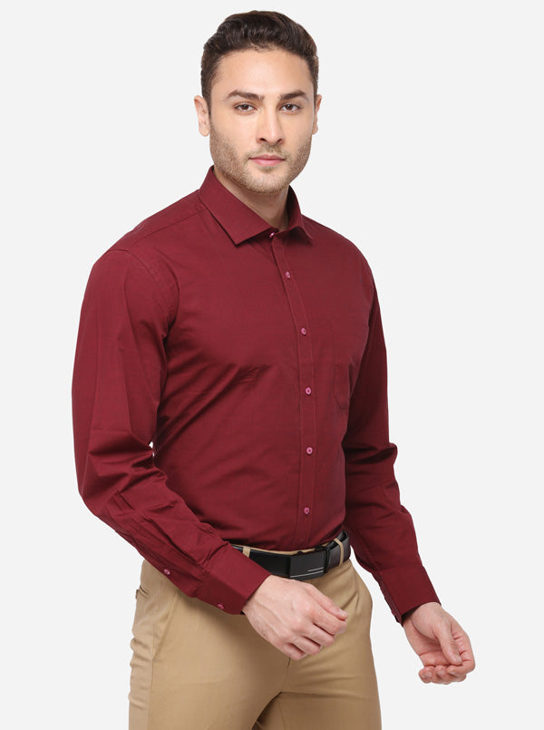 Maroon Printed Regular Fit Formal Shirt | Greenfibre