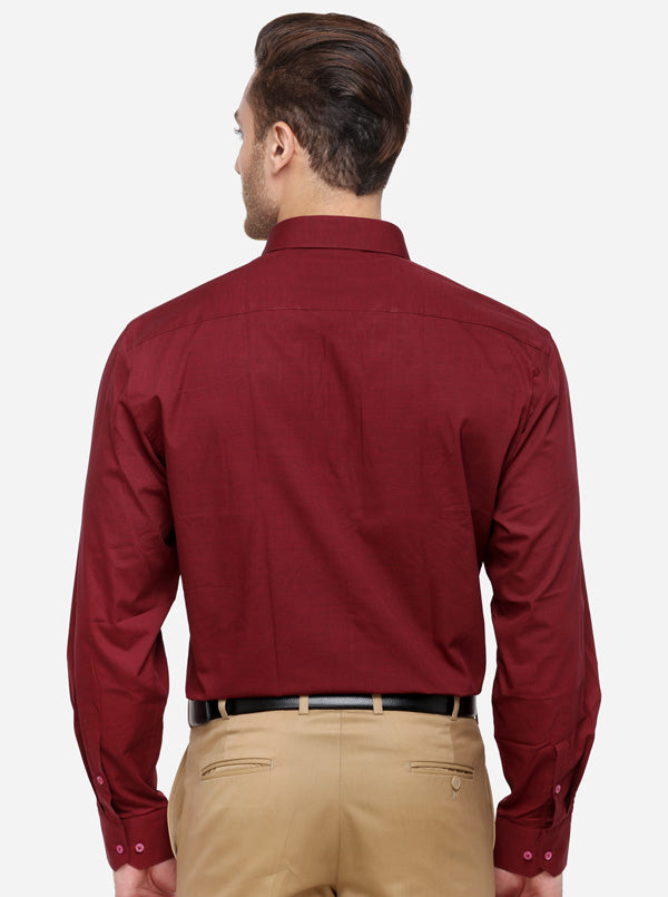 Maroon Printed Regular Fit Formal Shirt | Greenfibre