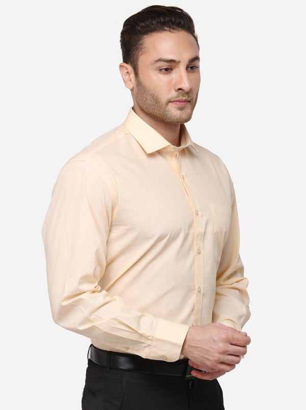 Lemon Yellow Solid Regular Fit Formal Shirt | Greenfibre