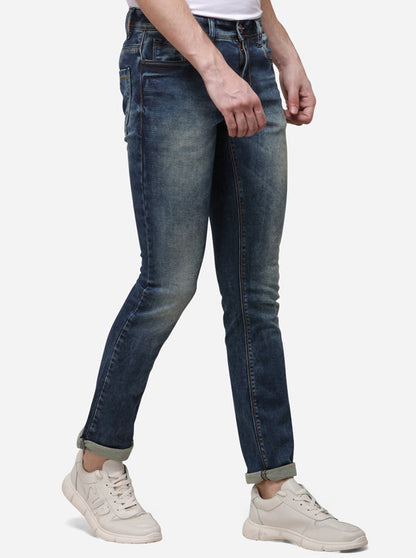 Night Blue Narrow Fit Solid Jeans | Greenfibre