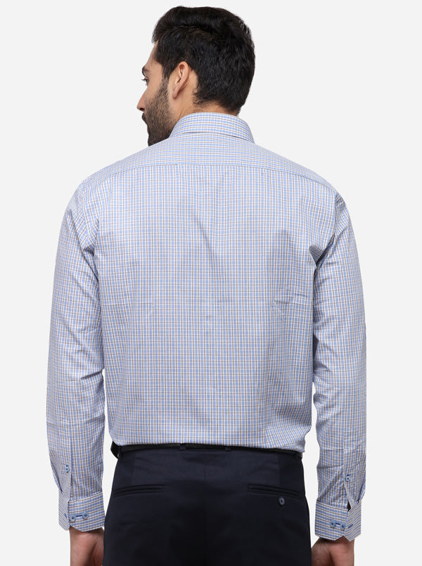 Sky Blue Checked Smart Fit Formal Shirt | JadeBlue