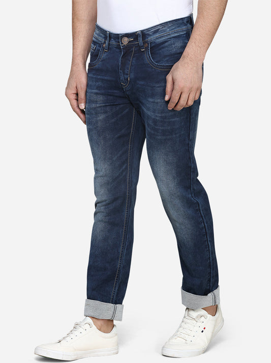 Dark Blue Washed Straight Fit Jeans | JadeBlue Sport