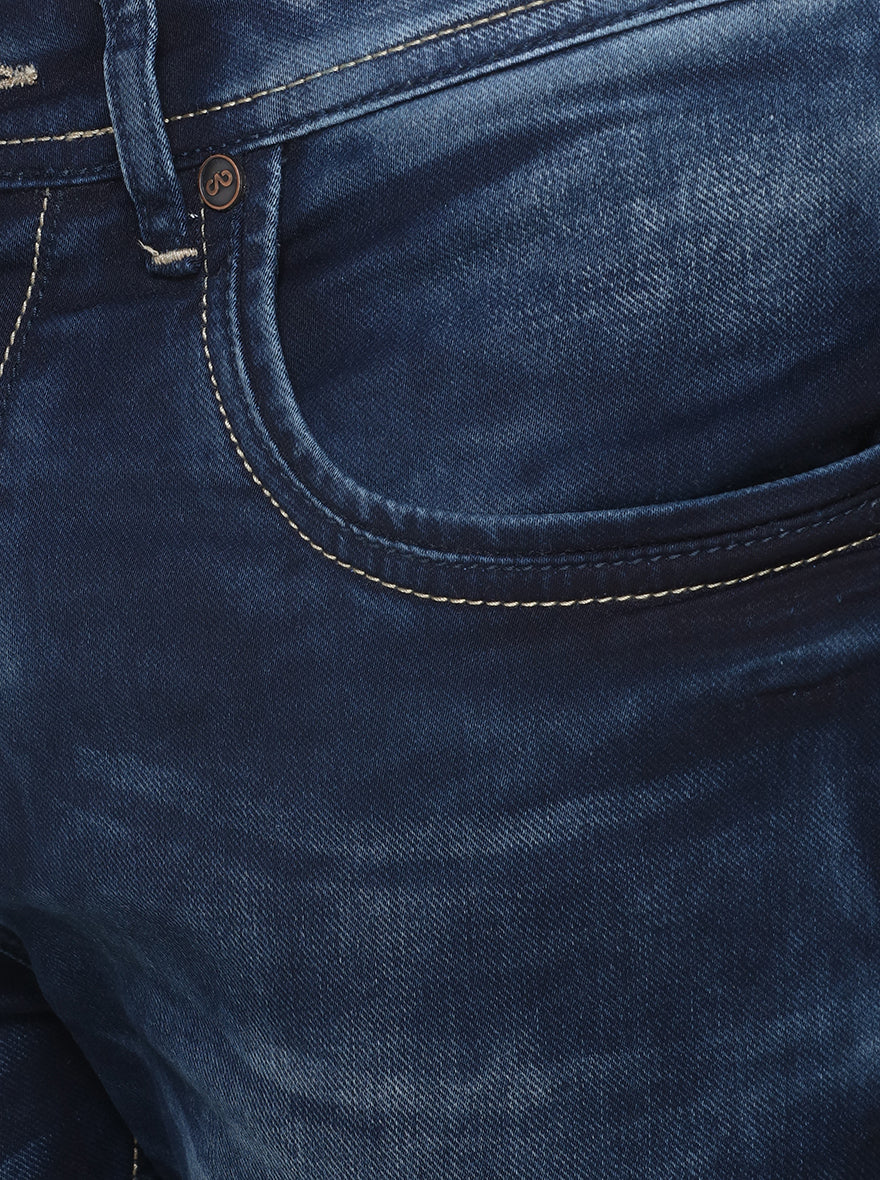 Dark Blue Washed Straight Fit Jeans | JadeBlue Sport