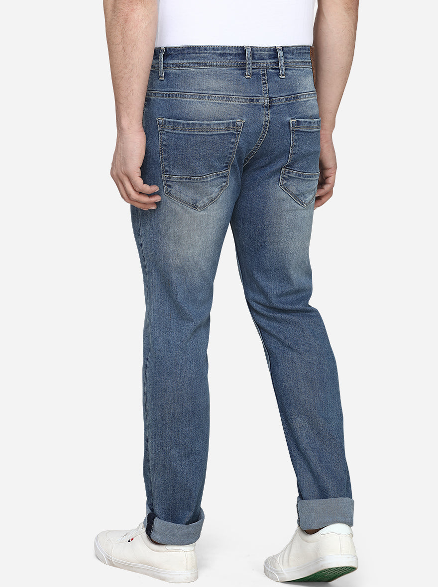 Mid Blue Washed Slim Fit Jeans | JadeBlue Sport