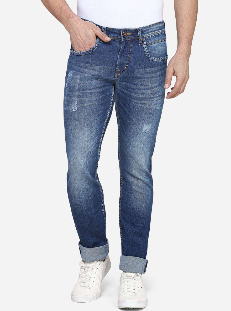 Light Blue Washed Slim Fit Jeans | JadeBlue Sport