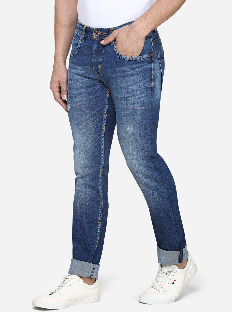 Light Blue Washed Slim Fit Jeans | JadeBlue Sport