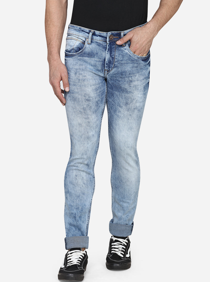 Light Blue Washed Slim Fit Jeans | JadeBlue Sport