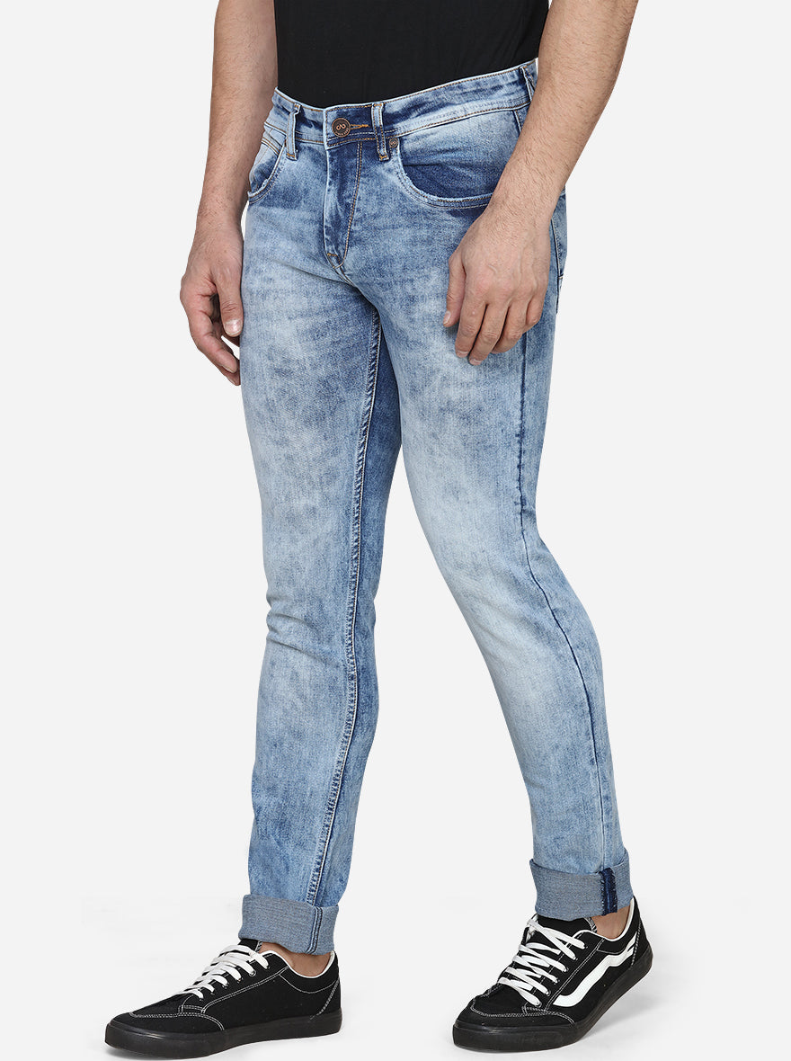 Light Blue Washed Slim Fit Jeans | JadeBlue Sport