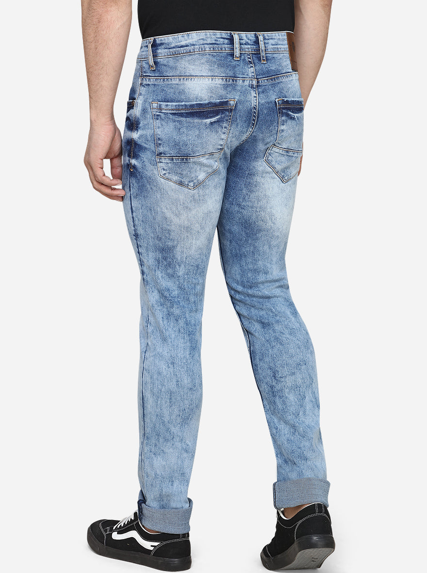 Light Blue Washed Slim Fit Jeans | JadeBlue Sport