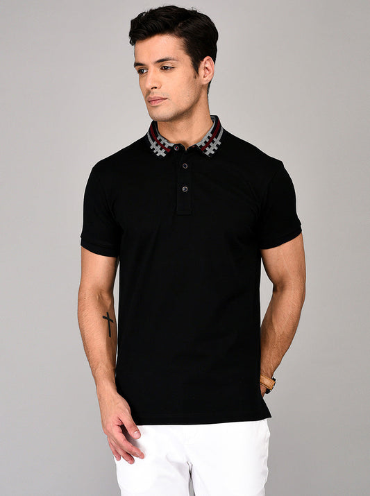 Black & Blue Slim Fit Polo T-shirt | JB Sport