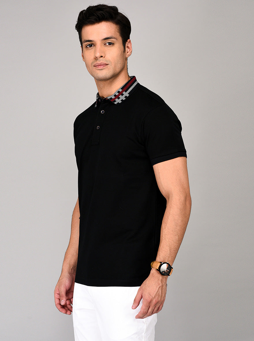 Black & Blue Slim Fit Polo T-shirt | JB Sport