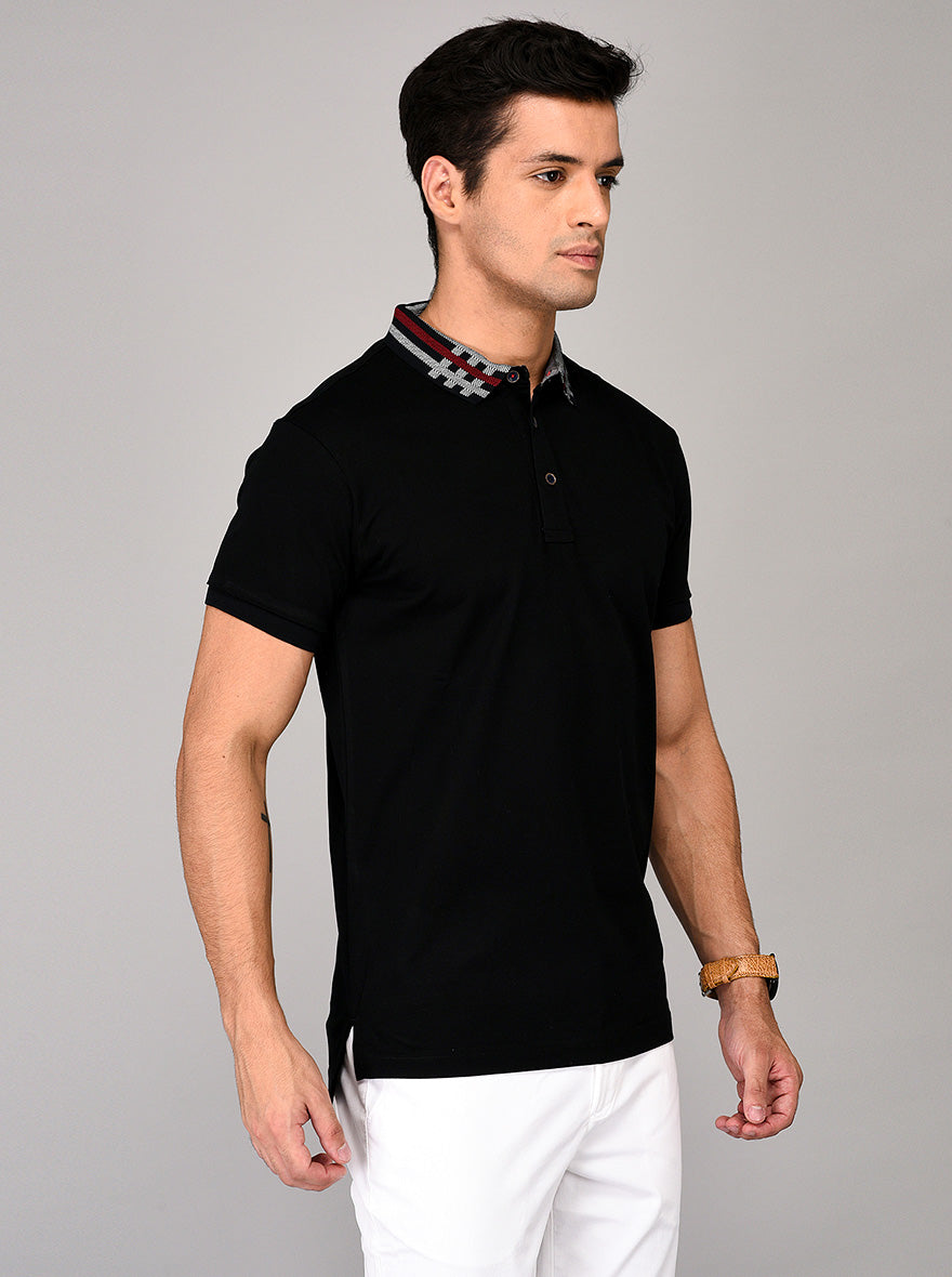 Black & Blue Slim Fit Polo T-shirt | JB Sport