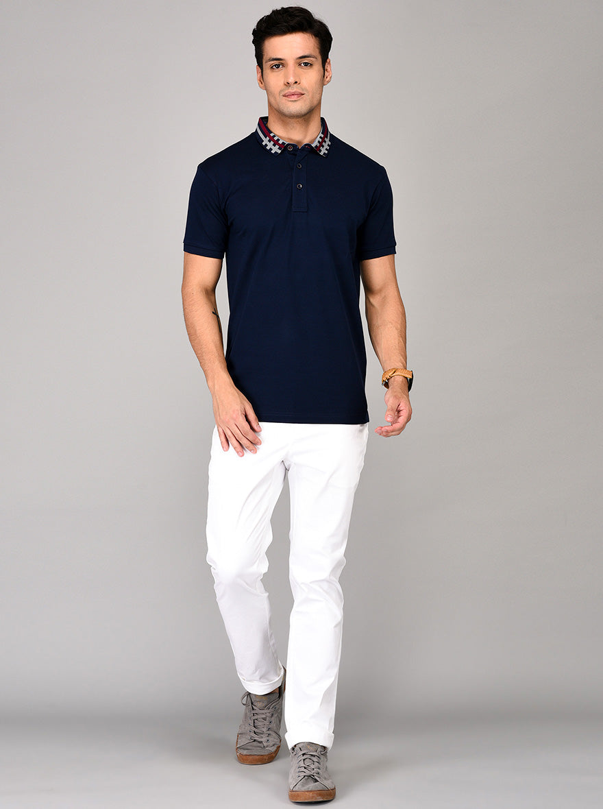 Navy Blue Slim Fit Polo T-shirt | JB Sport