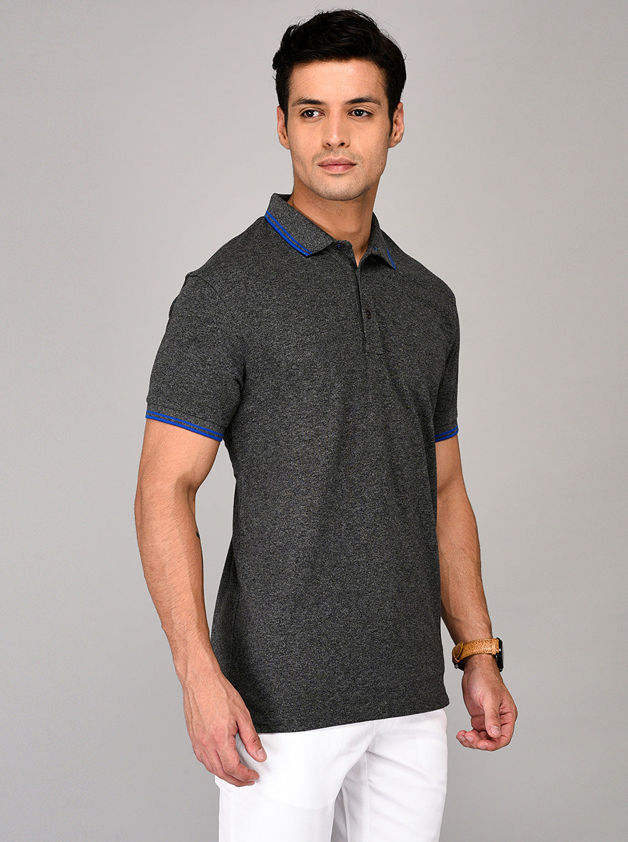 Dark Grey Slim Fit Polo T-shirt | Greenfibre