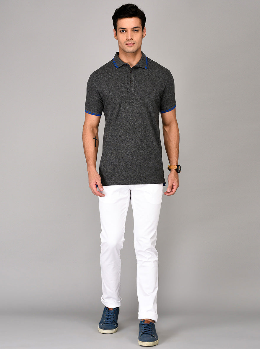 Dark Grey Slim Fit Polo T-shirt | Greenfibre