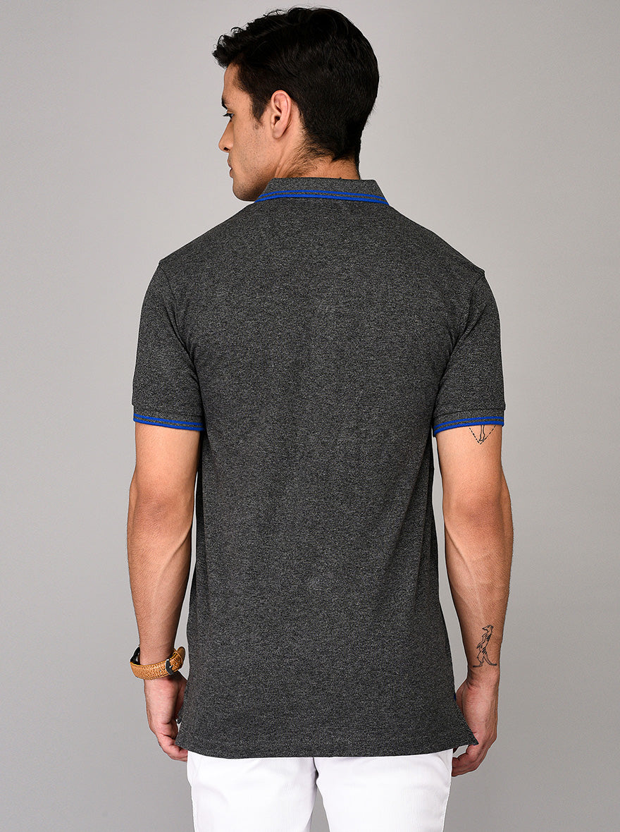 Dark Grey Slim Fit Polo T-shirt | Greenfibre